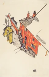 Old Gabled Houses in Krumau from Schlossberg